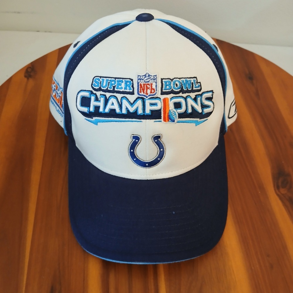 Indianapolis Colts Super Bowl XLI Champions Hat Cap Mens OSFA White Reebok Y2K